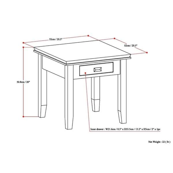 Wyndenhall Stratford Solid Wood 21 Inch Wide Square Wyndenhall Stratford Solid Wood 21 Inch Wide Square