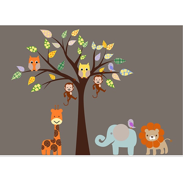 decals r wall us nursery babies for Tree Wall Free Wall Decal Set Shipping Art Safari  Nursery  Animal