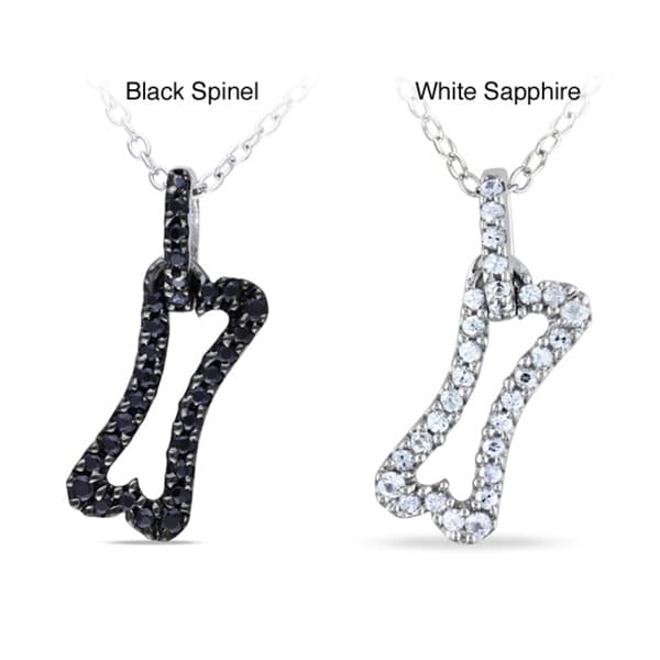 Eloquence 14k White Gold 1/4ct TDW White Diamond Dog Bone Necklace (H