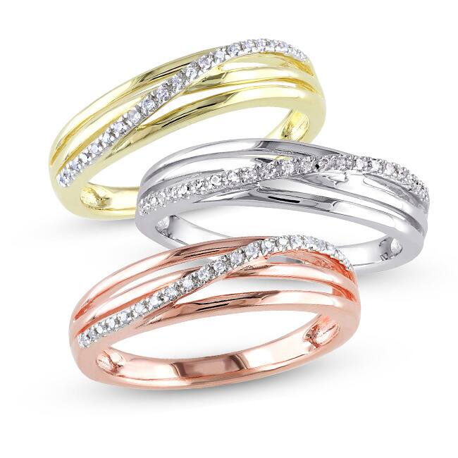Miadora 1/6ct TDW Diamond Crossover Highway Ring in Sterling Silver