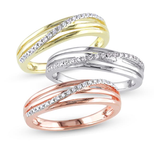 Miadora 1/6ct TDW Diamond Crossover Highway Ring in Sterling Silver