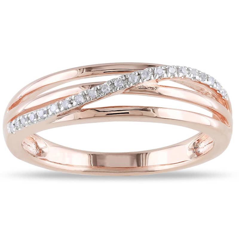 Miadora 1/6ct TDW Diamond Crossover Highway Ring in Sterling Silver - 5 - Rose