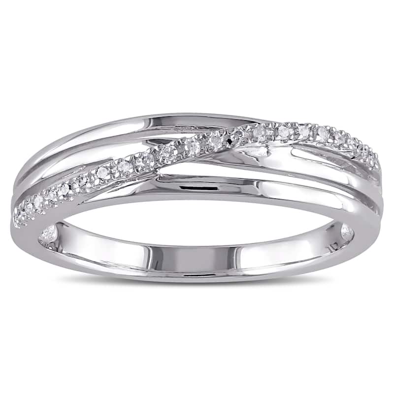 Miadora 1/6ct TDW Diamond Crossover Highway Ring in Sterling Silver - 5 - White