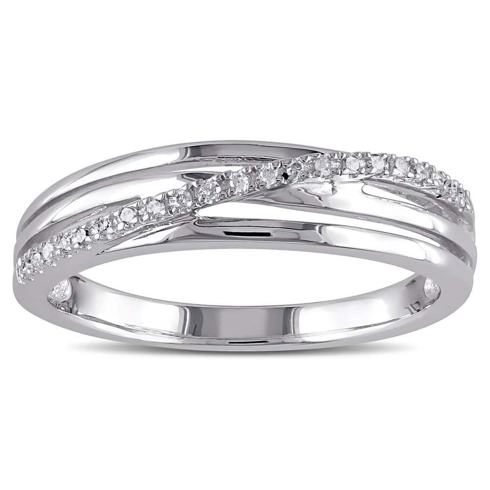 Miadora 1/6ct TDW Diamond Crossover Highway Ring in Sterling Silver