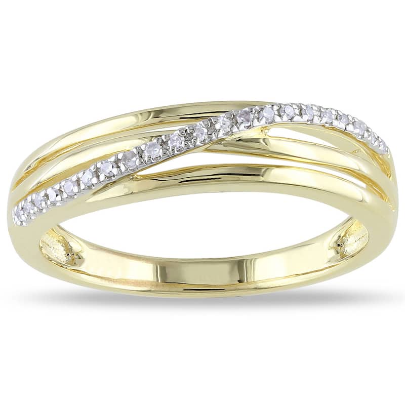 Miadora 1/6ct TDW Diamond Crossover Highway Ring in Sterling Silver - 5 - Yellow
