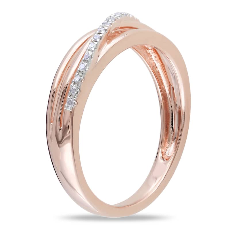 Miadora 1/6ct TDW Diamond Crossover Highway Ring in Sterling Silver