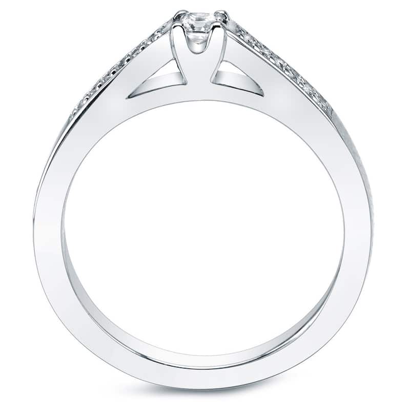 Auriya 10k Gold 1/4ctw Princess-cut Diamond Engagement Ring Set (I-J, I1-I2)