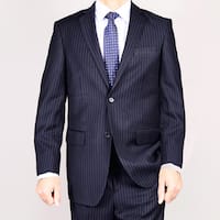 Shop Stacy Adams Men's Navy/White Pinstripe 3-piece Suit - Free ...