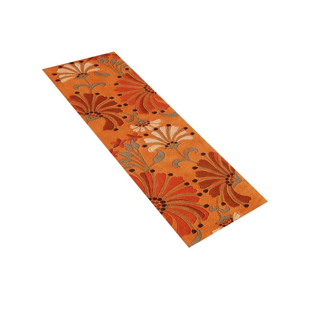 Alliyah Handmade Rust New Zealand Blend Wool Rug - 3' x 10'