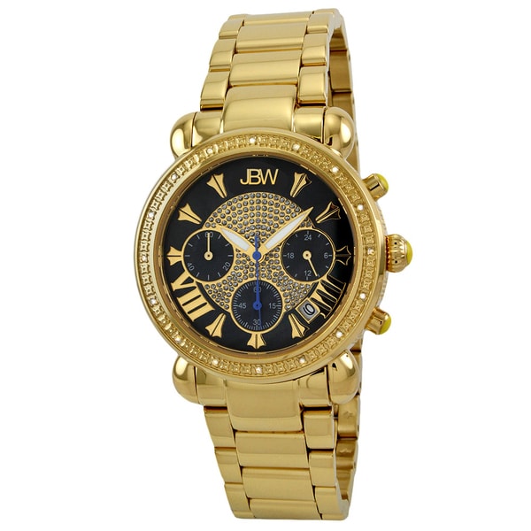 JBW Women's Goldtone Black Dial Chronograph Diamond Watch JBW Women's More Brands Watches