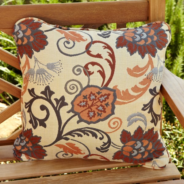 Sorra Home Clara Beige/ Grey Indoor/ Outdoor 22-inch Square Sunbrella Accent Pillows (Set of 2)