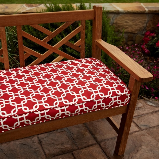 shop penelope red 48-inch reversible outdoor bench cushion