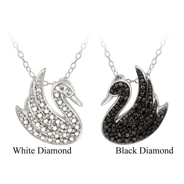 DB Designs Sterling Silver Diamond Accent Swan Necklace. Opens flyout.