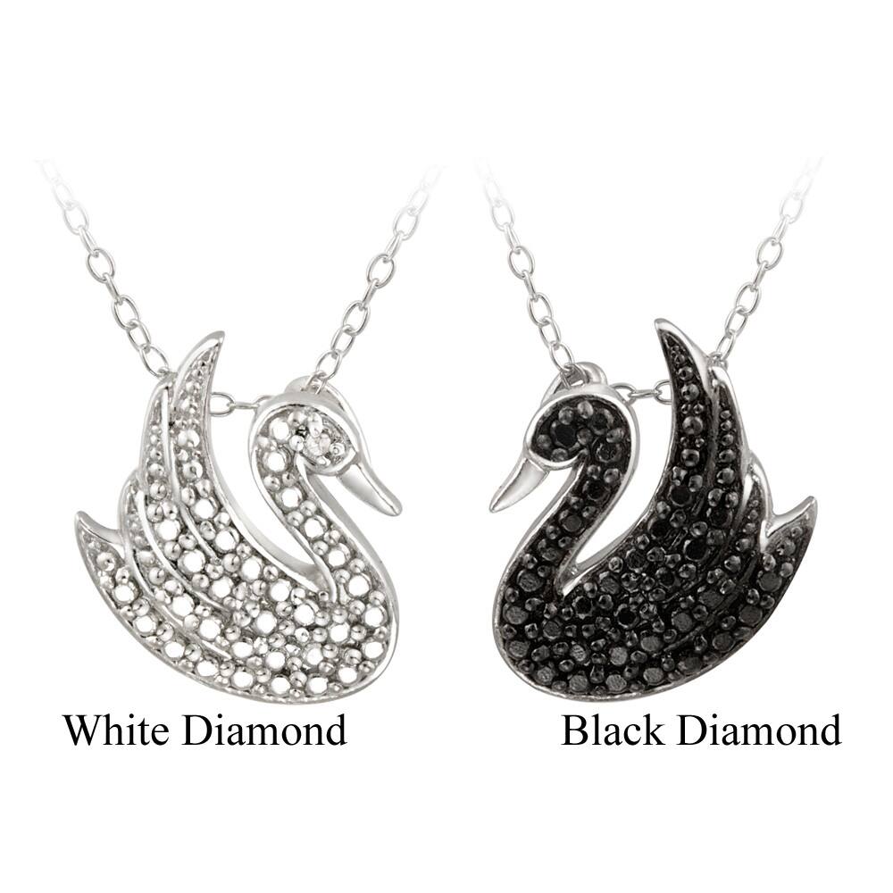 DB Designs Sterling Silver Diamond Accent Swan Necklace