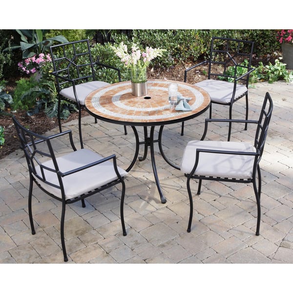 Valencia Terra Cotta Tile Top Table and Cambria Arm Chairs 5-piece ...