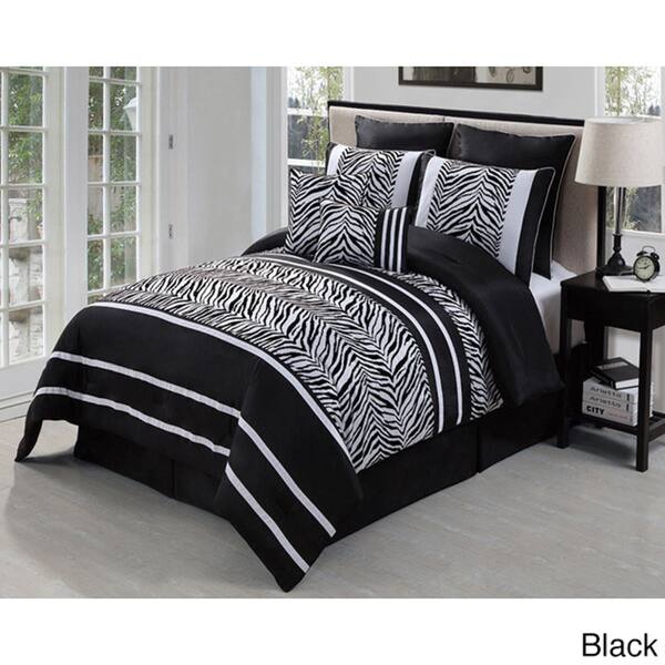 Shop Vcny Laken Zebra 8 Piece Flock Comforter Set Free Shipping