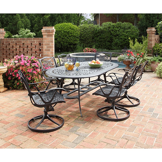 Home Styles Malibu Cast Aluminum Black 7 piece Outdoor Dining Set