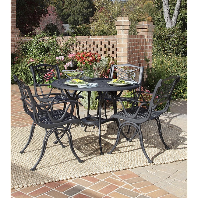 Home Styles Malibu Cast Aluminum Black 5 piece Outdoor Dining Set