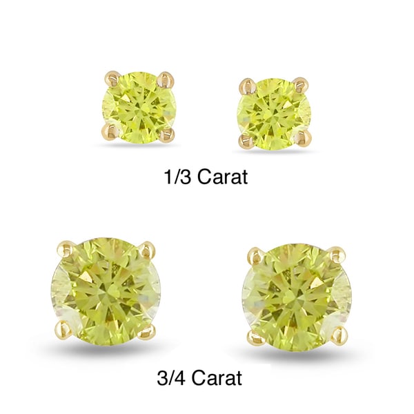 Miadora 14k Yellow Gold 1/3ct TDW Yellow Diamond Solitaire Earrings Miadora Diamond Earrings
