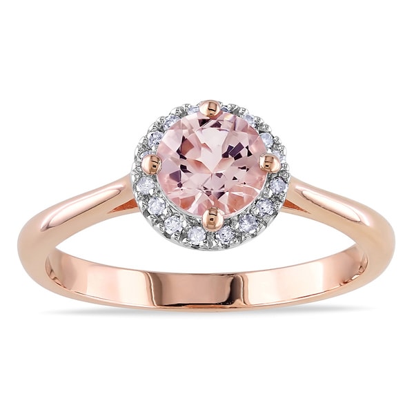 Miadora 10k Pink Gold 4/5ct TGW Morganite and 1/10ct TDW Diamond Ring