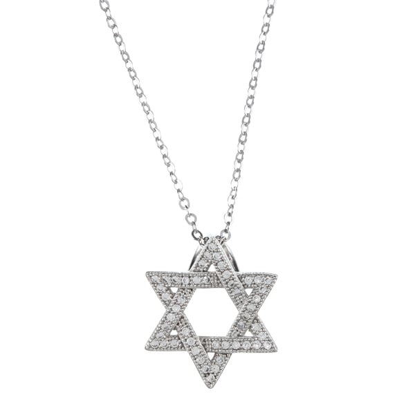 La Preciosa Sterling Silver Cubic Zirconia Star of David Necklace