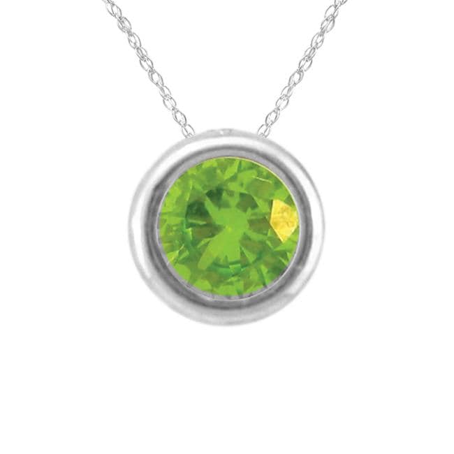 10k Gold August Birthstone Bezel set Peridot Designer Necklace 