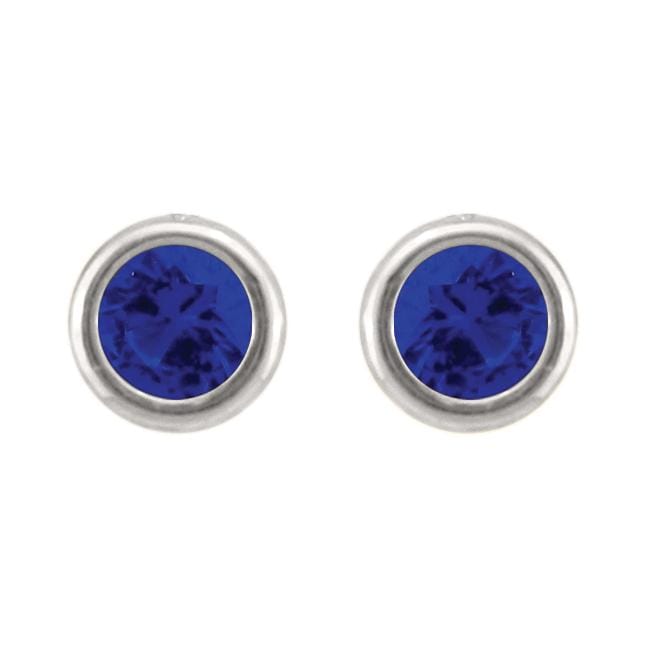 10k White Gold Created Sapphire Stud Earrings Gemstone Earrings