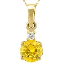 10k Gold November Birthstone Citrine and Diamond Necklace