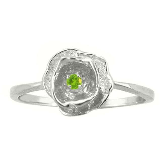 10k Gold August Birthstone Peridot Flower Ring  