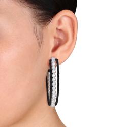 Miadora Pearl and Leather Hoop Earrings Miadora Pearl Earrings