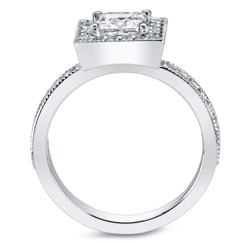 Auriya 14k Gold 1 1/2ctw Princess-cut Halo Diamond Engagement Ring Set (H-I, I1-I2)