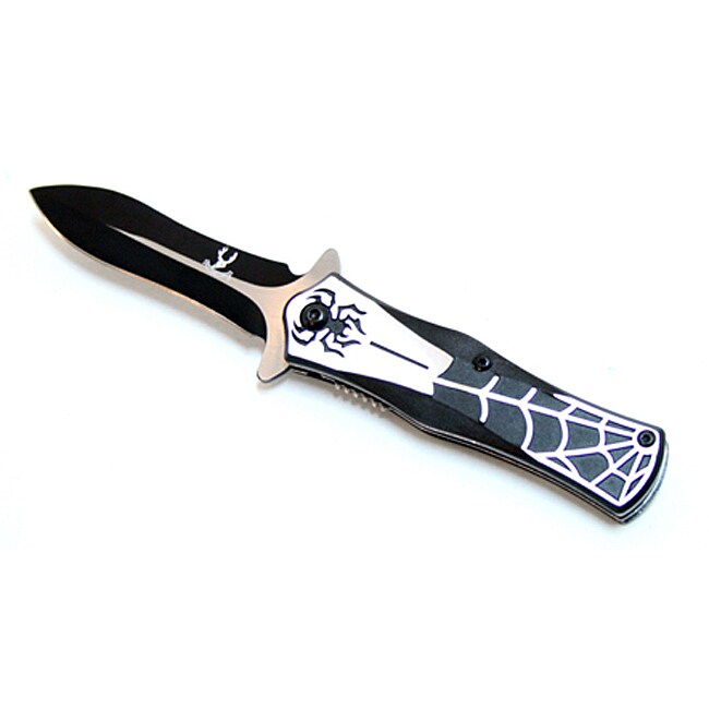 Defender Silver/ Black Spider Web 6 inch Spring assisted Folding Pocket Knife (Silver/blackSpider web design knifeClip holderHeavy duty6 inch overall length2.5 inch blade length3.5 inch handle lengthMaterials Stainless steelModel W5954Before purchasing 