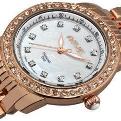 August Steiner Women's Diamond and Crystal Swiss Quartz Rose-Tone Bracelet Watch