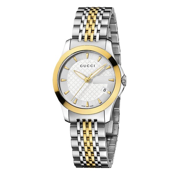 Gucci Women's YA126511 'Timeless' Silver Dial Two Tone Bracelet Quartz Watch