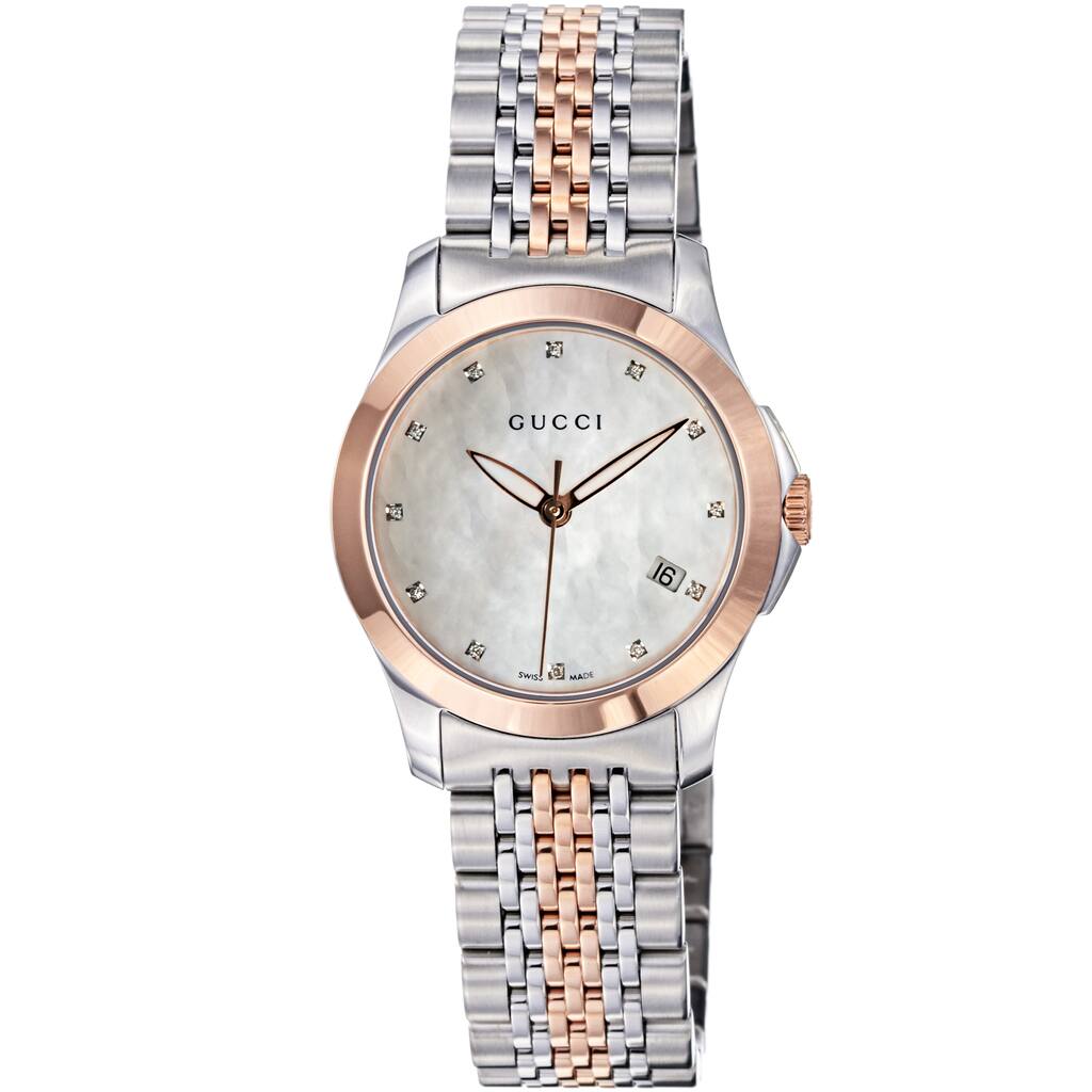 Gucci Women's 'Timeless' Mother of Pearl Dial Two Tone Quartz Watch