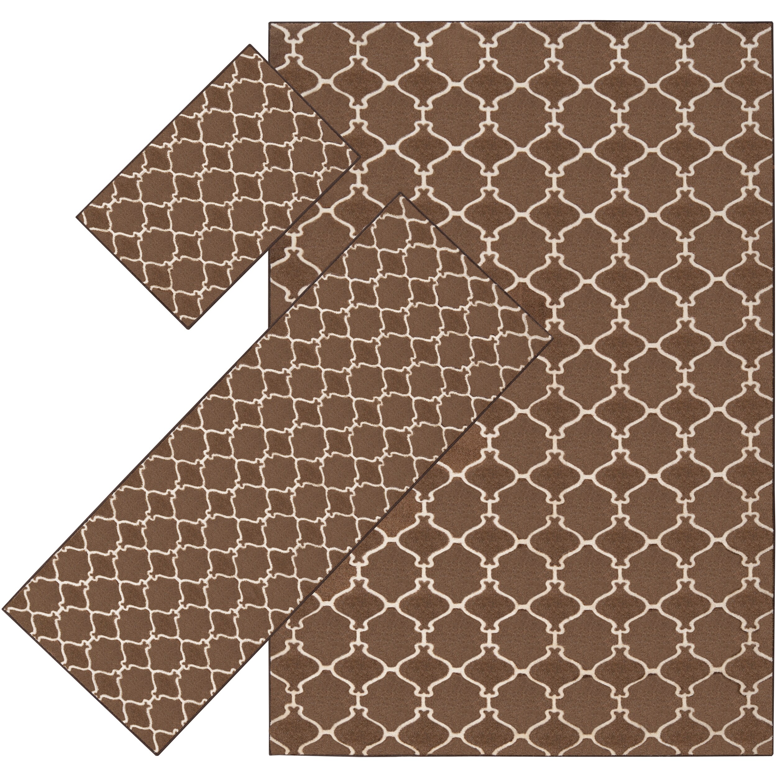 Woven Brown Tabluar 3-piece Rug Set