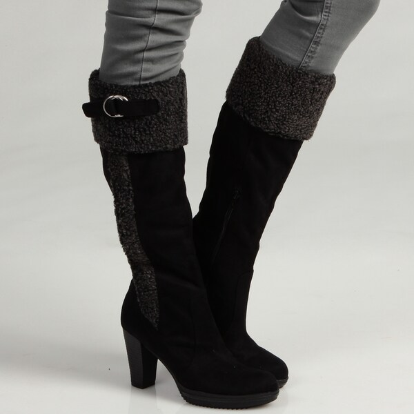 wide calf shearling boots