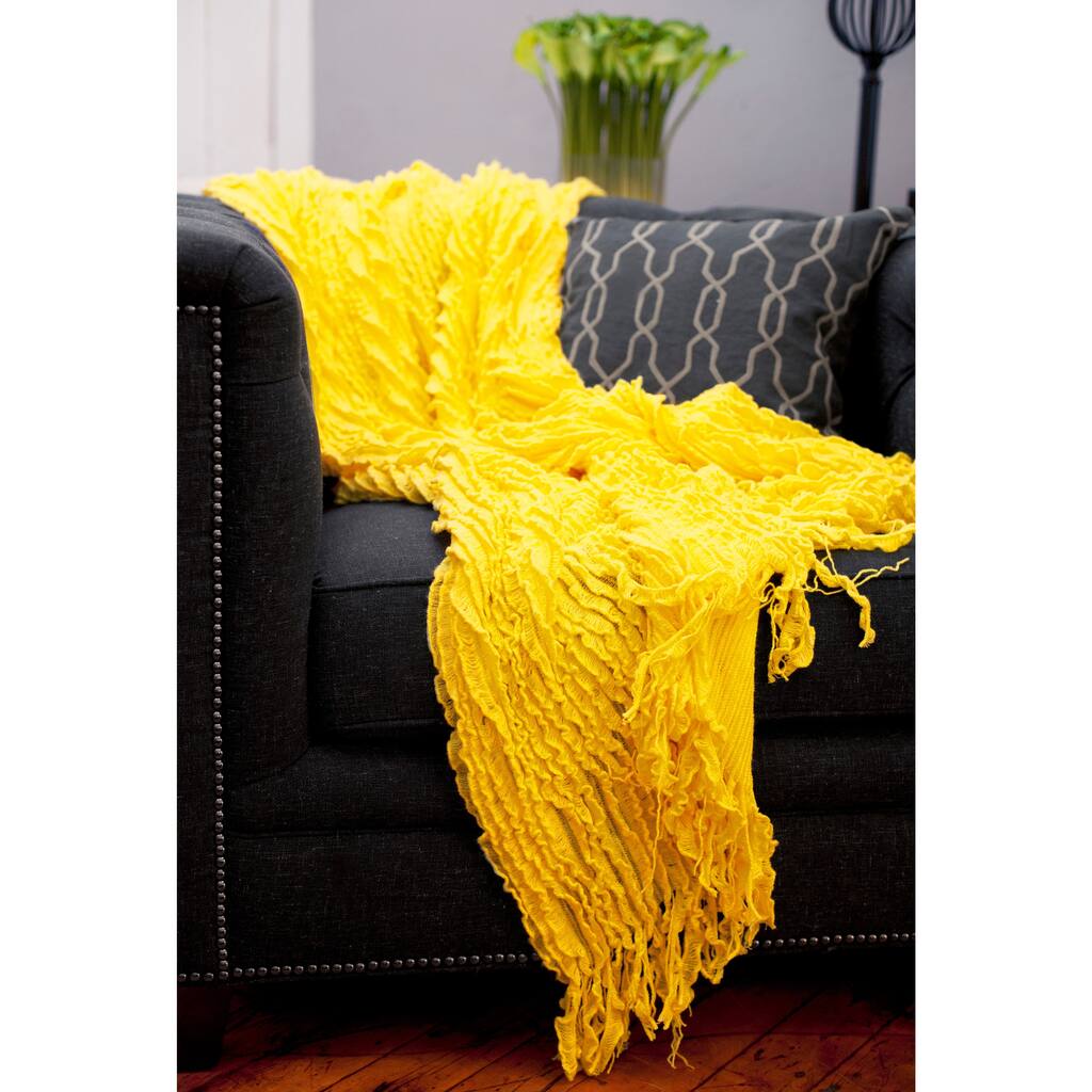 Charlotte Ruffled Yellow Throw