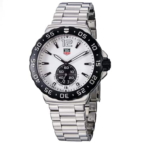 Shop Tag Heuer Men S Wau1111 Ba0858 Formula 1 White Dial Stainless Steel Watch Overstock 6702452