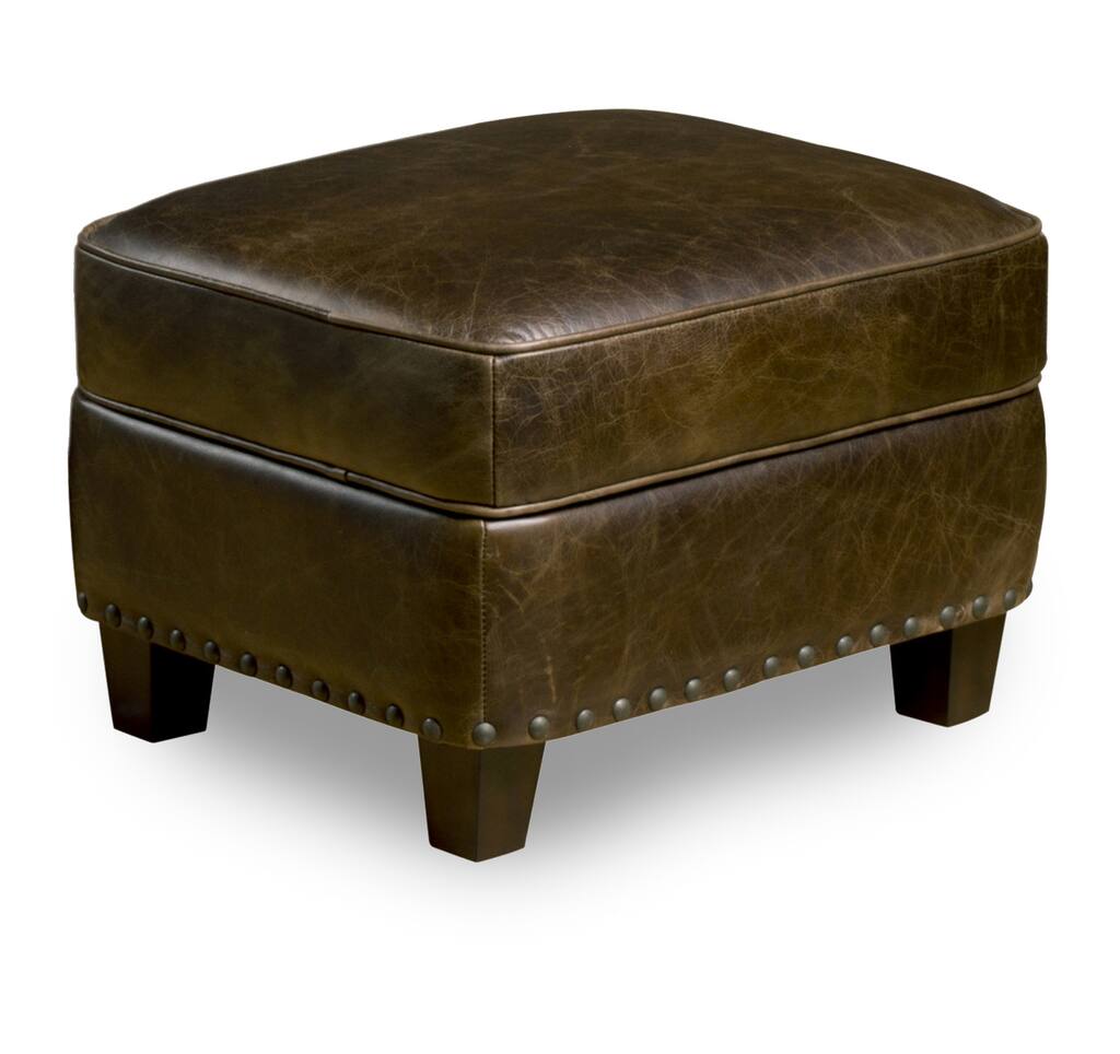 Bradford Leather Storage Ottoman in Chaps Havana Brown