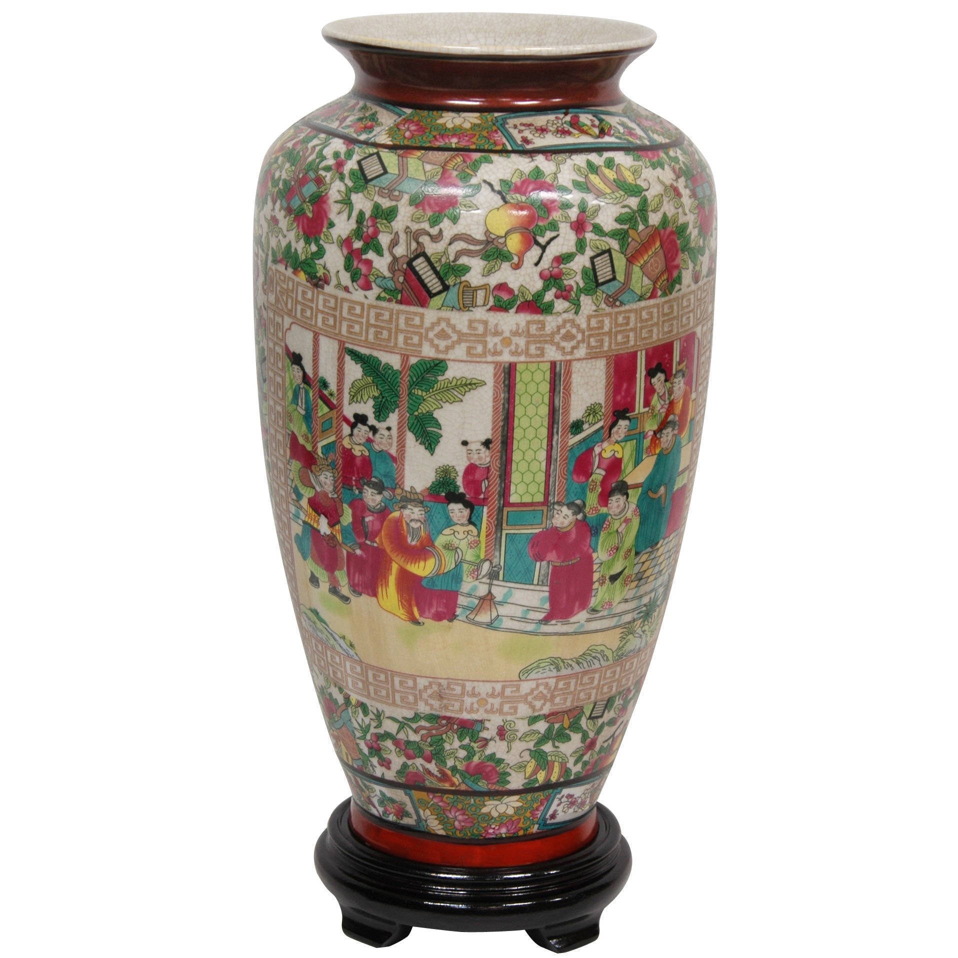 Handmade Porcelain 14-inch Rose Medallion Tung Chi Vase (China)