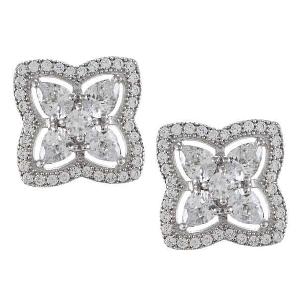 La Preciosa Sterling Silver Cubic Zirconia Flower Stud Earrings La Preciosa Cubic Zirconia Earrings