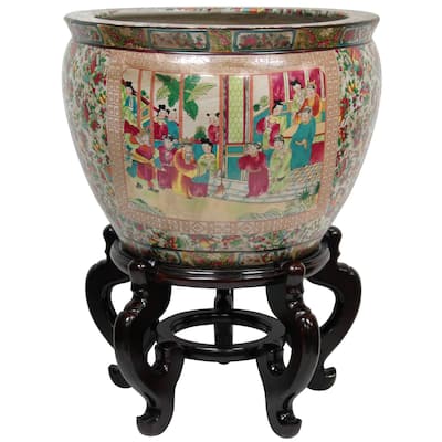 Oriental Home Porcelain 16-inch Rose Medallion Fishbowl (China)