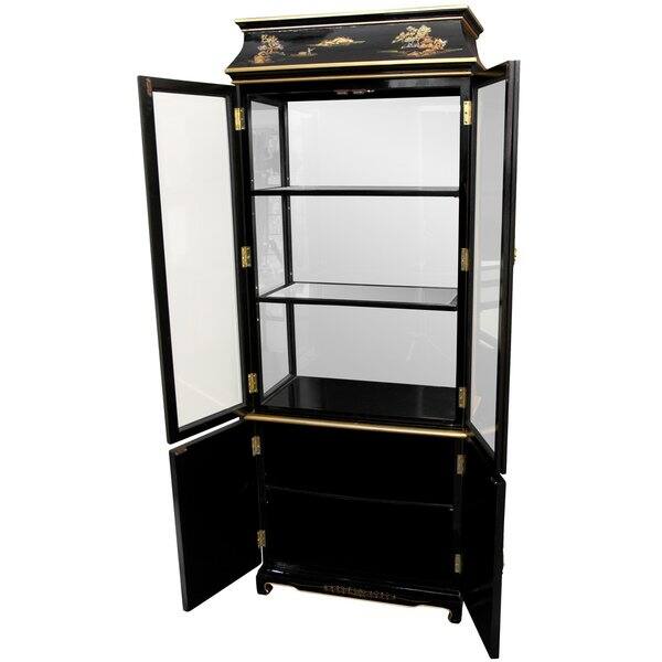 Shop Handmade Black Lacquer Landscape Ming Pagoda Top Curio