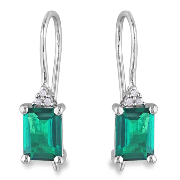 Miadora Sterling Silver 1 3/4ct TGW Created Emerald & Diamond Accent