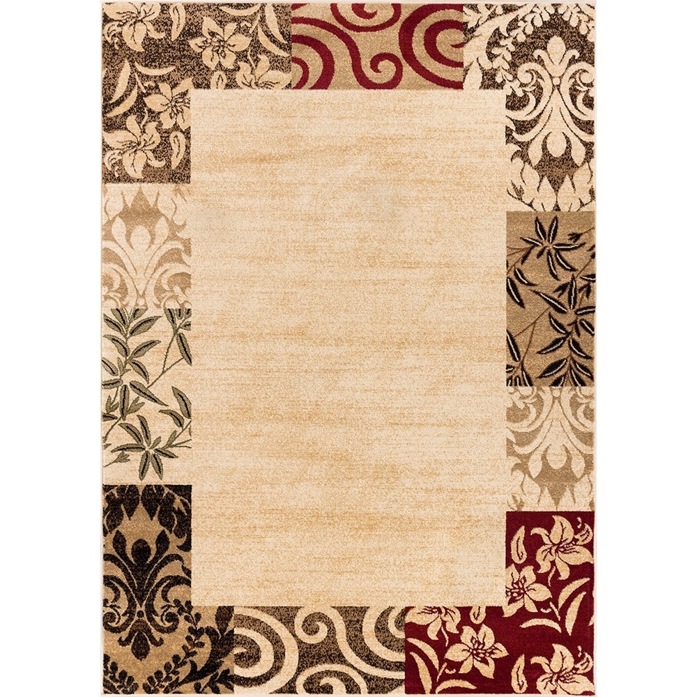 Patchwork Damask Border Beige (3 11 X 5 3) (PolypropylenePile Height .4 inchesStyle TransitionalPrimary color BEIGESecondary colors MultiPattern BorderTip We recommend the use of a non skid pad to keep the rug in place on smooth surfaces.All rug siz