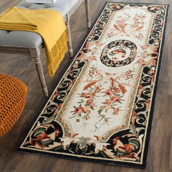 Safavieh Hand-hooked Rooster Ivory/ Black Wool Rug (2'6 x 6')