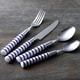 preview thumbnail 1 of 0, LeBrun "Atoll" Blue Stripe 16-piece Flatware Set