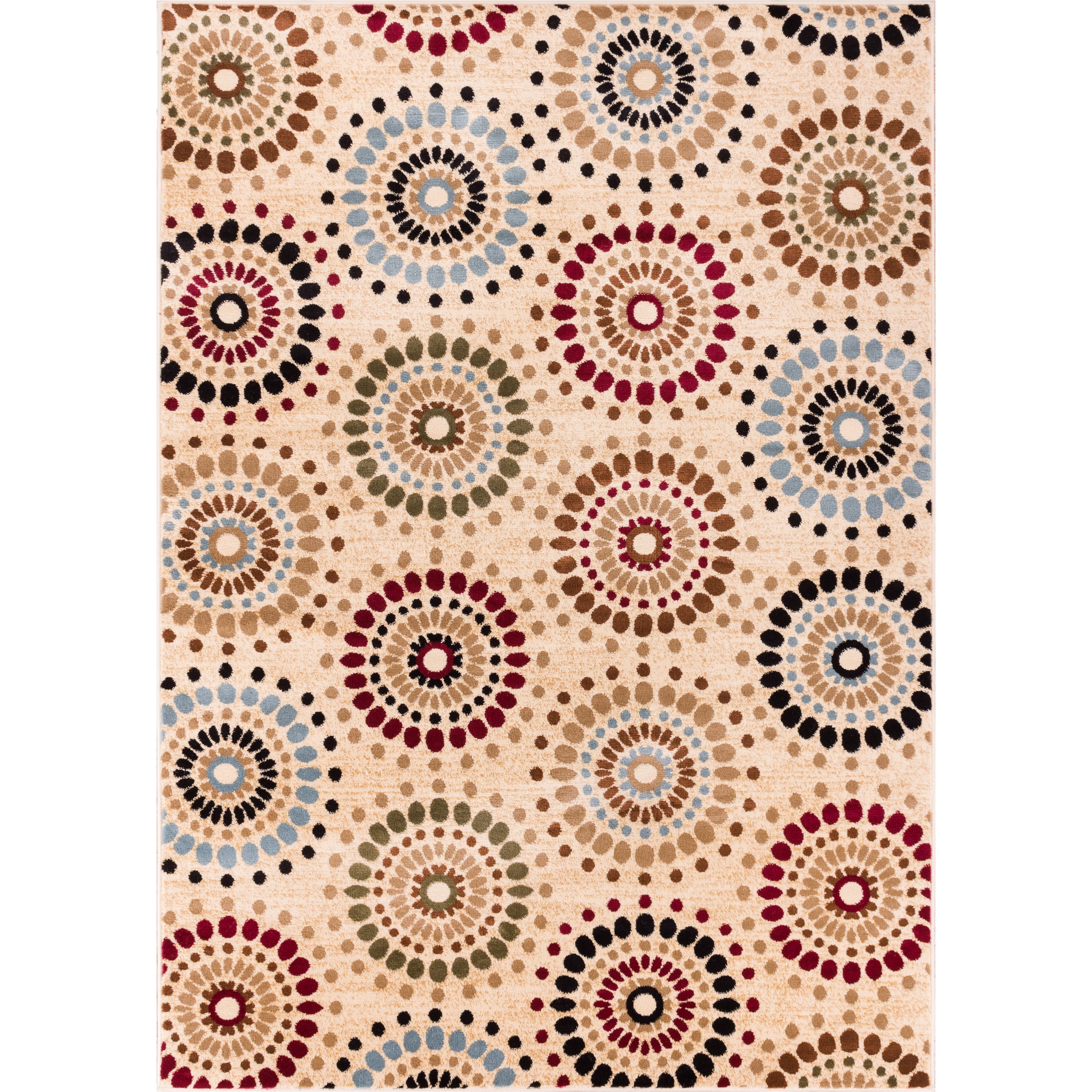 Rodeo Drive Circles Ivory Area Rug (6 7 X 9 6)