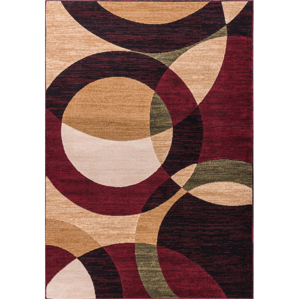 Well Woven Red Geometric Area Rug - 6'7" x 9'3"